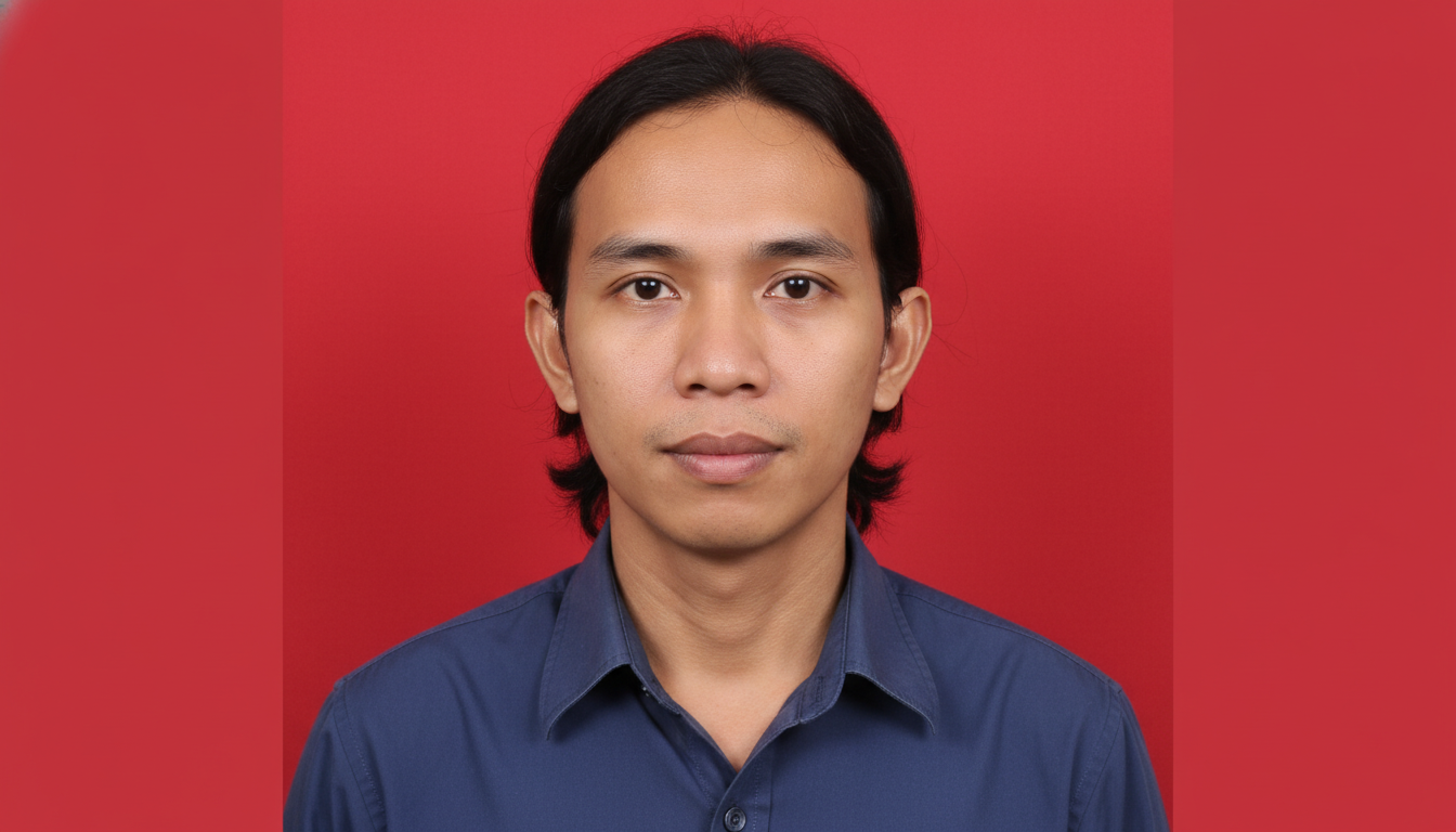 A visual representation of a person posing for a KTP photo, demonstrating correct posture, neutral expression, and appropriate attire, wi...