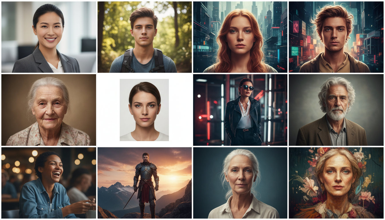 Illustrates the diverse capabilities and output quality of AI photo studios.