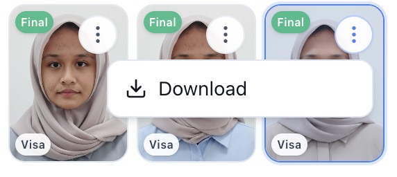 Pilihan hasil akhir visa yang siap diunduh